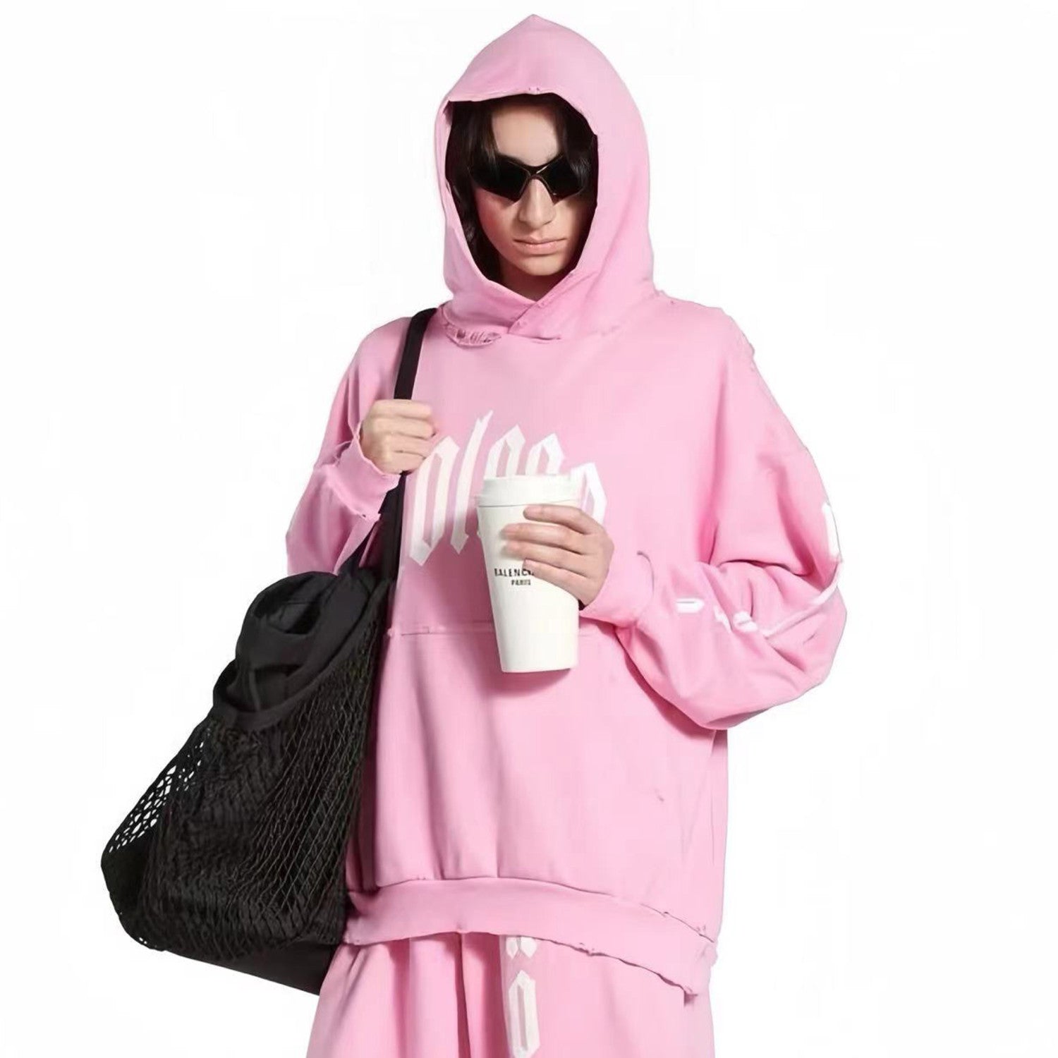 Balenciaga Men's Women's Cotton Spring And Autumn Letter Printed Fitted Casual Long Sleeve Hooded Sweatshirt Trendy Elastic Sweatpants Ngvp #7435