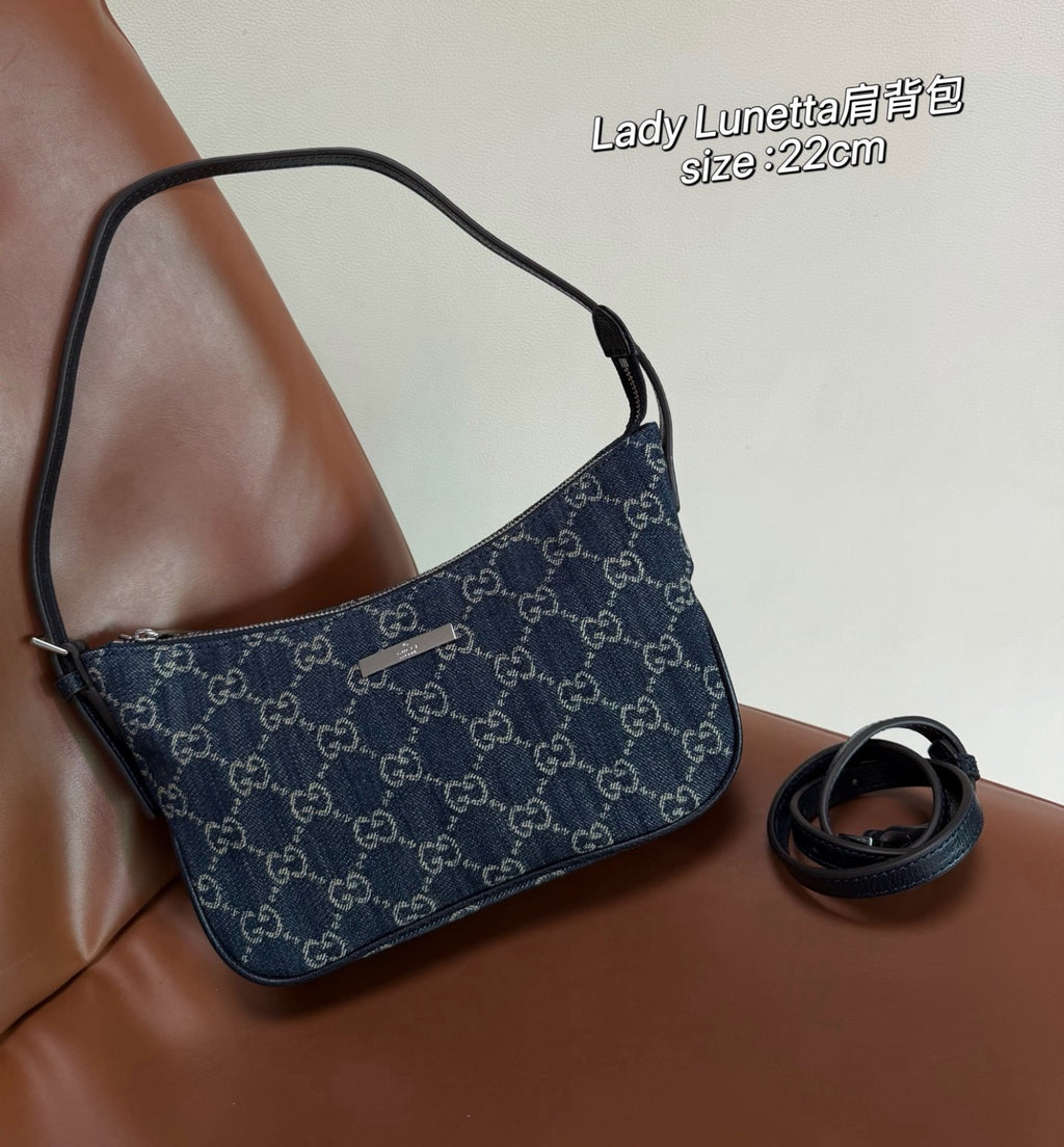 GUCCI Lady Lunetta Small Shoulder Bag GG Denim #384081