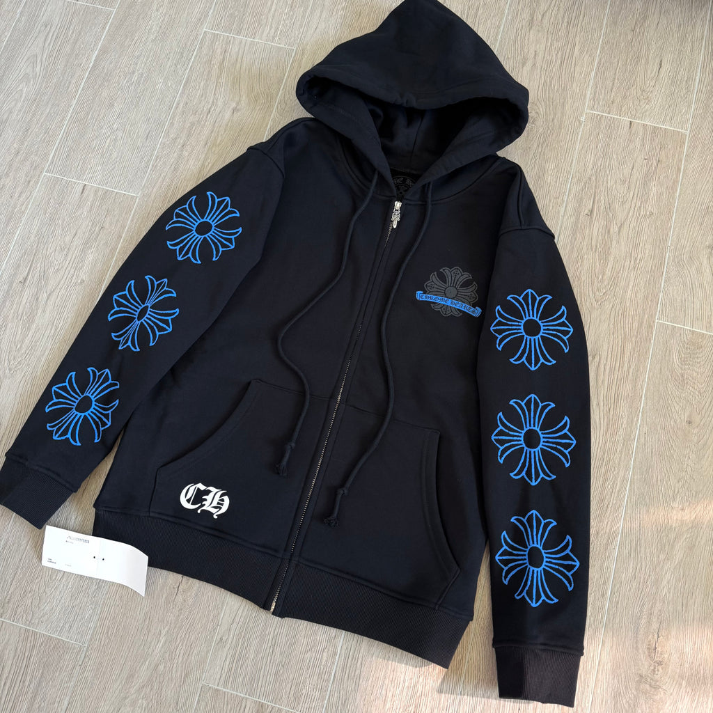 Chrome Hearts Blue Cracked Print Sweatshirt #334014