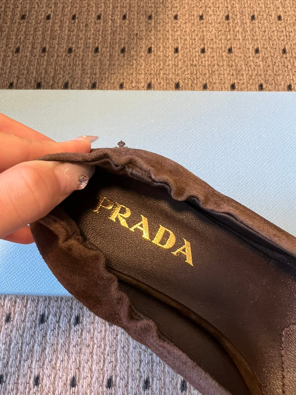 PRADA Cocoa Brown Suede Pumps #334368