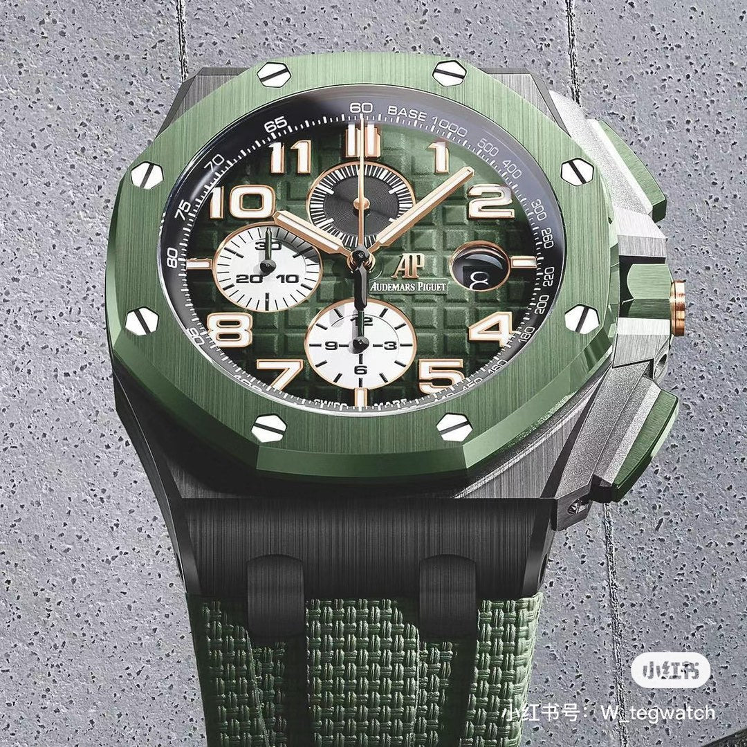 Audemars Piguet Men's Green Automatic Mechanical Movement Steel Case Royal Oak Watch #99897