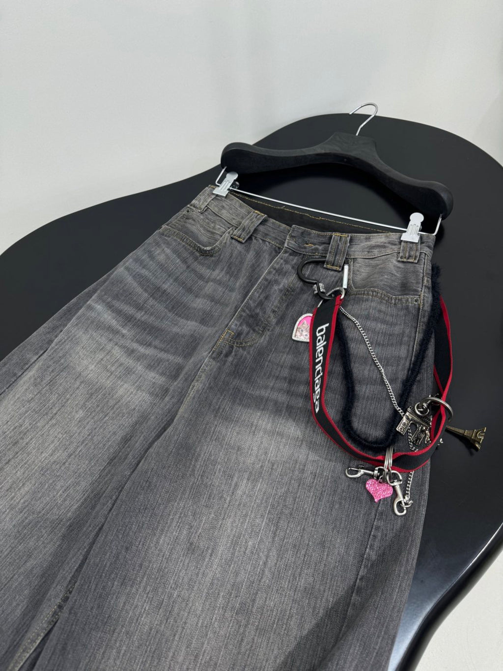 Balenciaga Men's And Women's Spring/fall Fashion Casual Washed Distressed Wide Leg Oversized Jeans Pants #79199