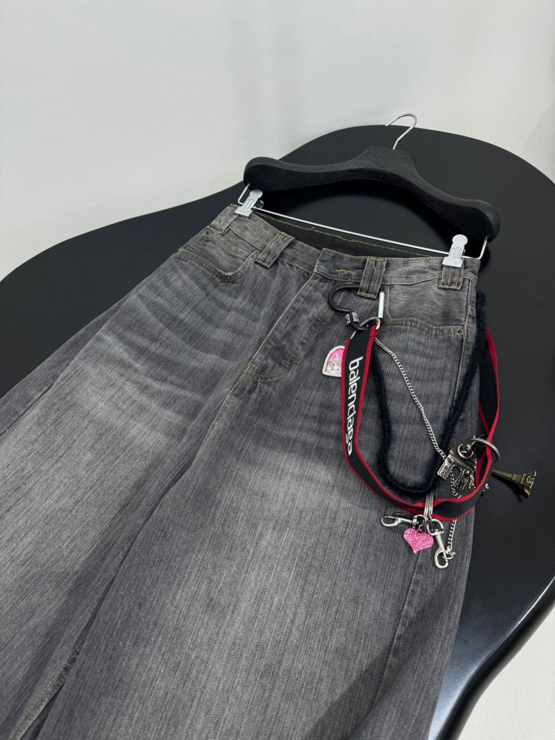 Balenciaga Men's And Women's Spring/fall Fashion Casual Washed Distressed Wide Leg Oversized Jeans Pants #79199