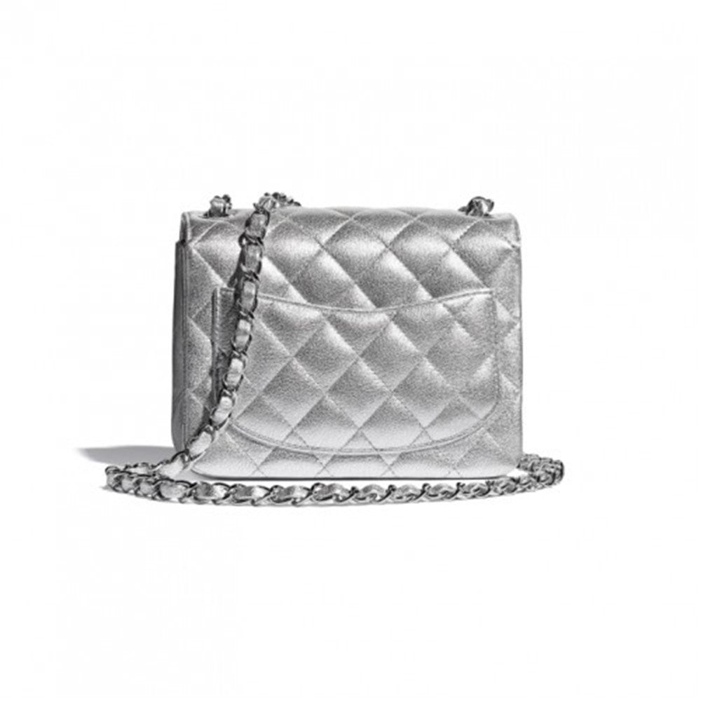 Chanel Classic Flap CF Lambskin Chain Bag Shoulder Bag Women's Silver #334148