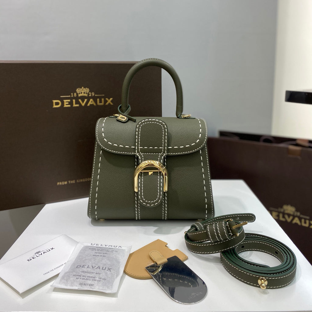 Delvaux Women's Outside Stitching Solid Color Calfskin Handheld Slanting Shoulder Bag Bag #75294