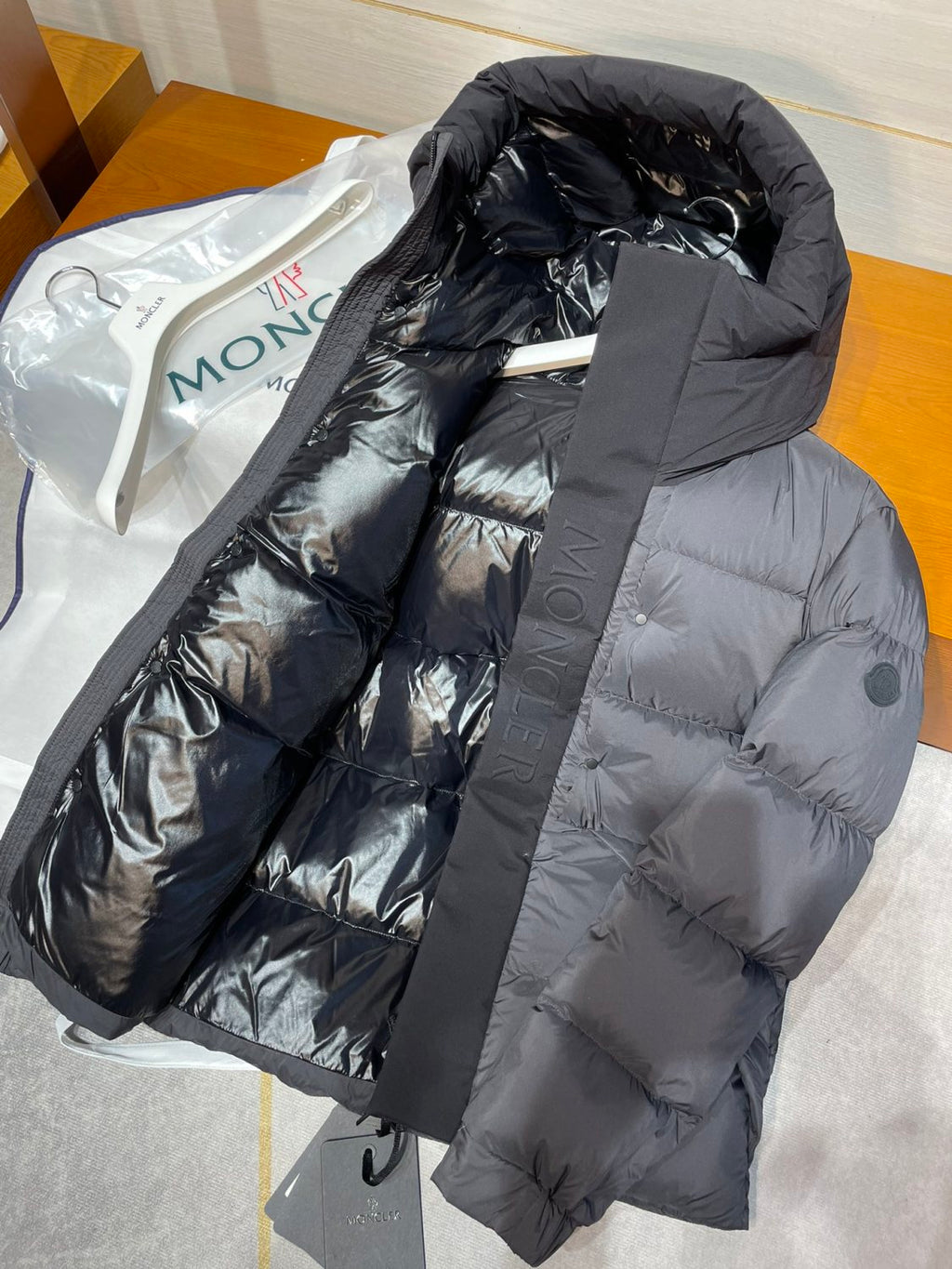 Moncler Men's Winter Letter Logo Embroidery Zipper Hooded Short Puffer Down Long Sleeve Jacket #73486