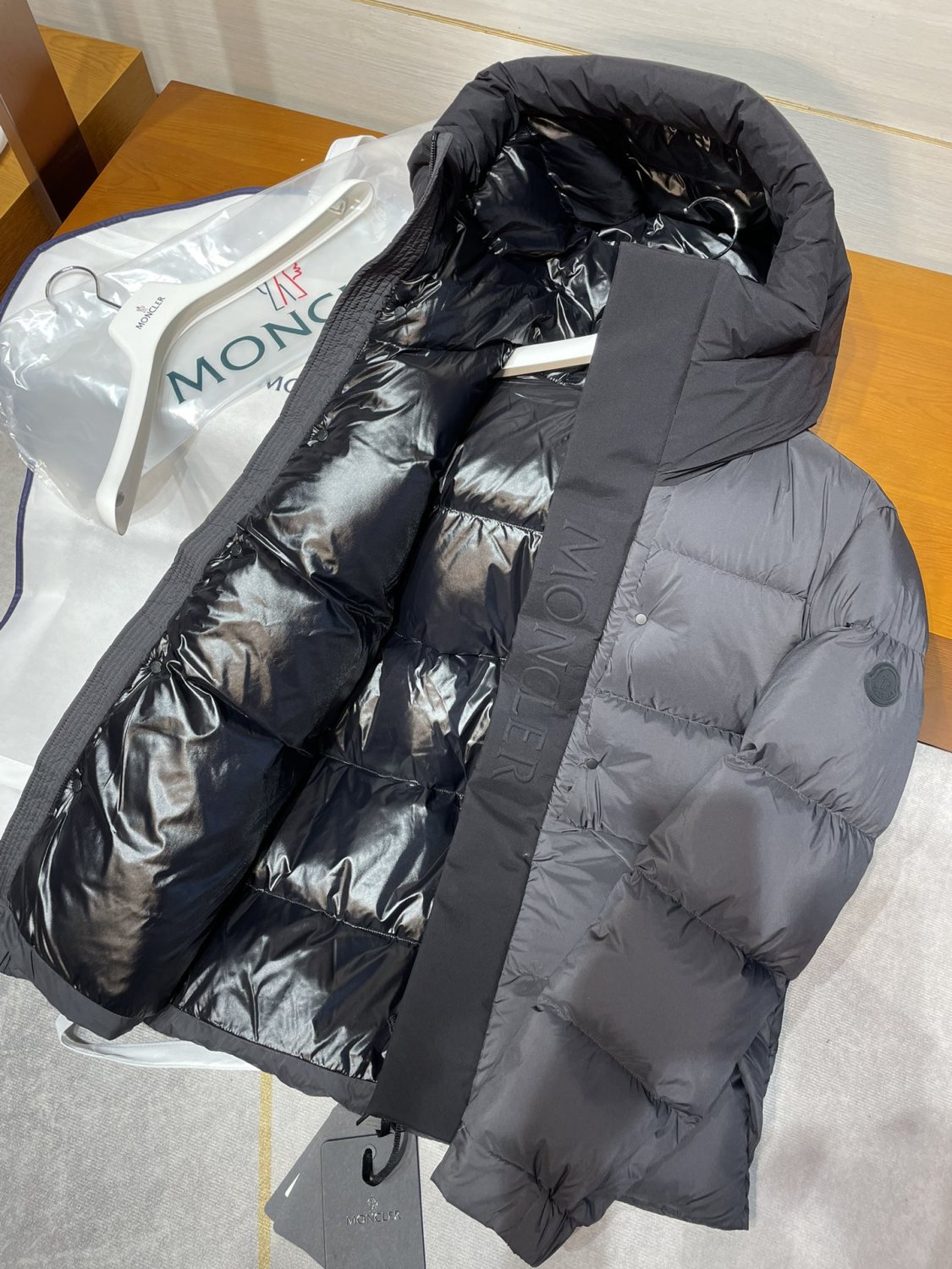 Moncler Men's Winter Letter Logo Embroidery Zipper Hooded Short Puffer Down Long Sleeve Jacket #73486
