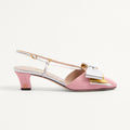 Valentino Bowow Women's Summer Round Toe Buckle Bow Shaped Chunky Heel 4.5cm High Heels Shoes #76981