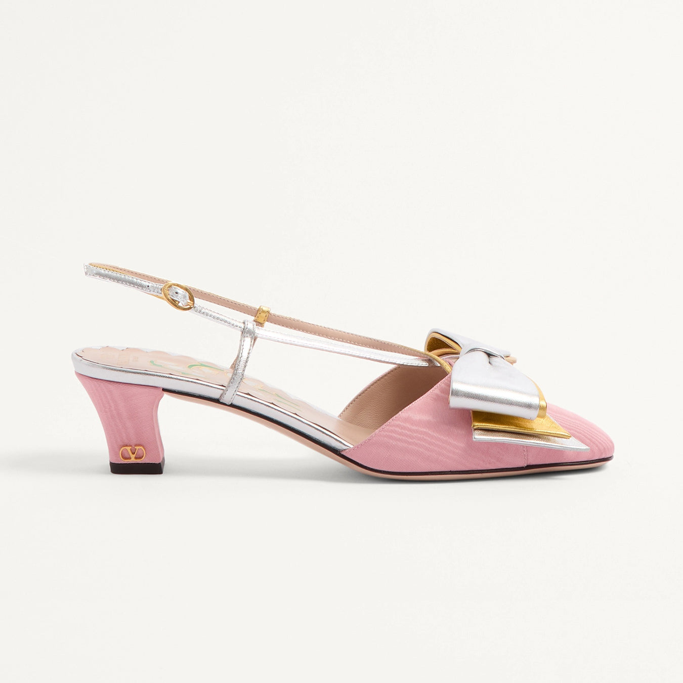 Valentino Bowow Women's Summer Round Toe Buckle Bow Shaped Chunky Heel 4.5cm High Heels Shoes #76981
