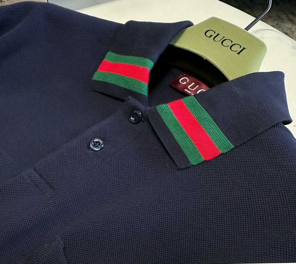 Gucci Men's Summer Solid Color Cotton Short Sleeve With Mesh Fit Casual Polo Shirt #71461