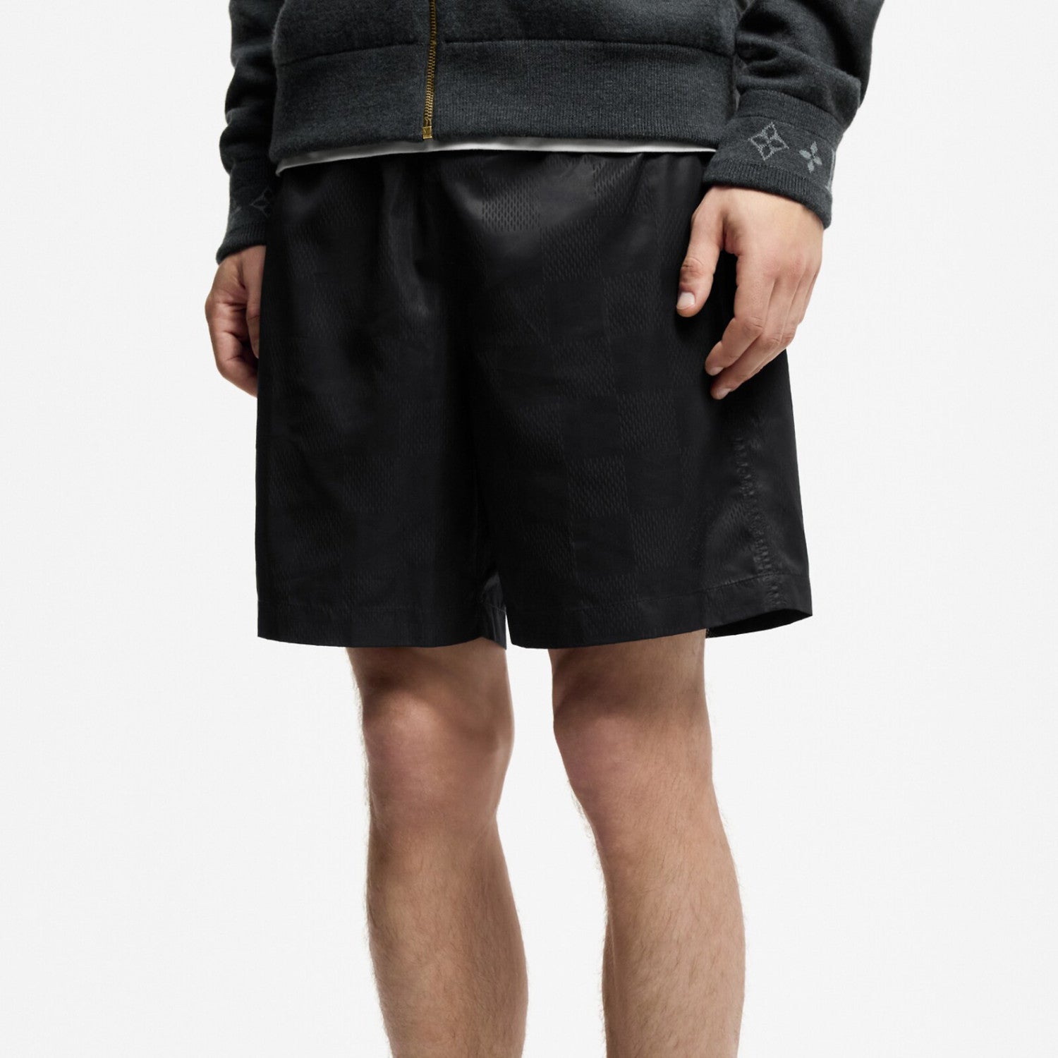 Louis Vuitton Men's Summer Solid Color Subtle Pattern Elastic Tech Fabric Beach Shorts #77952
