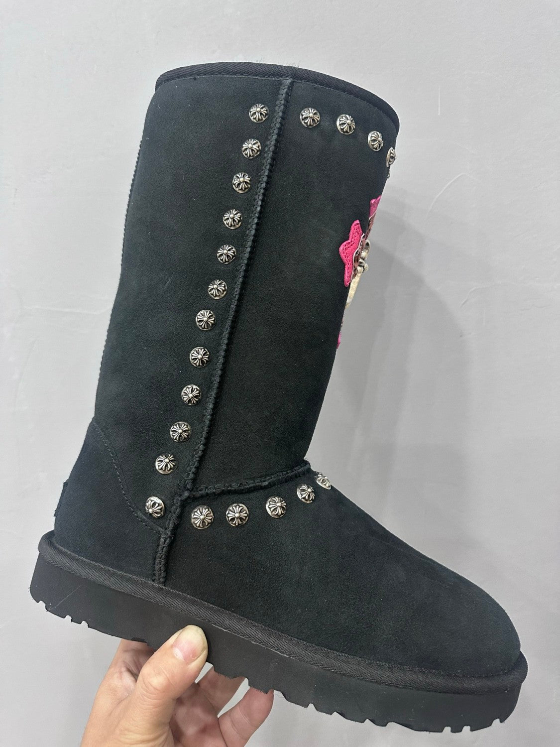 Chrome Hearts x UGG Men's And Women's Retro Color Block Heavy Duty Studded Snow Boots Winter High Top Boots Casual Shoes #81468