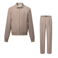 Louis Vuitton Men's Fall/Winter Fashion Casual Solid Color Lapel Zipper Logo Print Flight Jacket Solid Color Casual Elastic Waist Suit Pants Pants Suit Set #78977