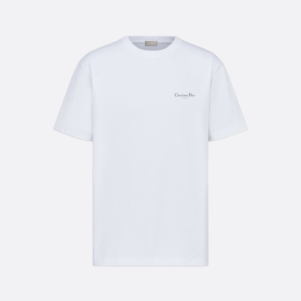 Dior Men's Summer Solid Color Floral Pattern Letter Print Round Neck Cotton Short Sleeve T-Shirt #76737