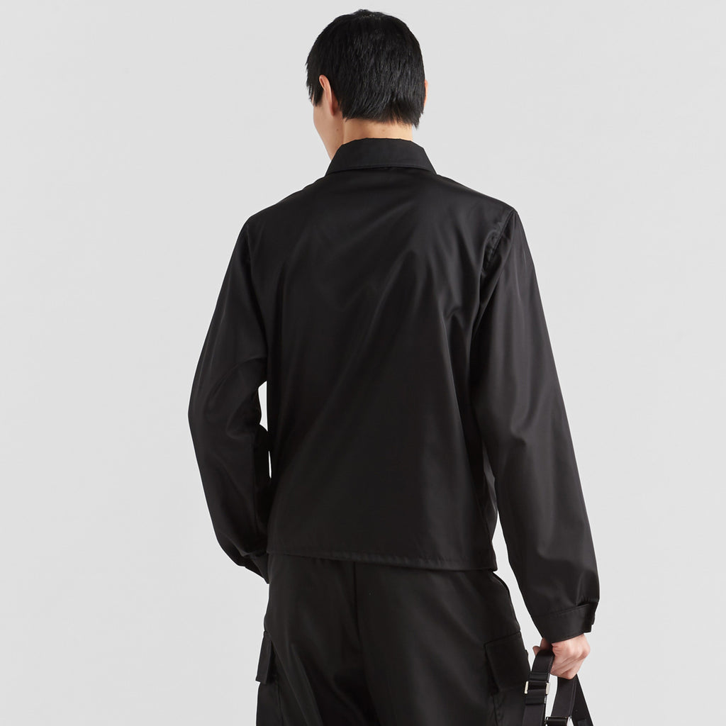 Prada Men's Fall/Winter Fashion Casual Solid Color Collared Zipper Nylon Triangular Logo Shirt Style Jacket #79153