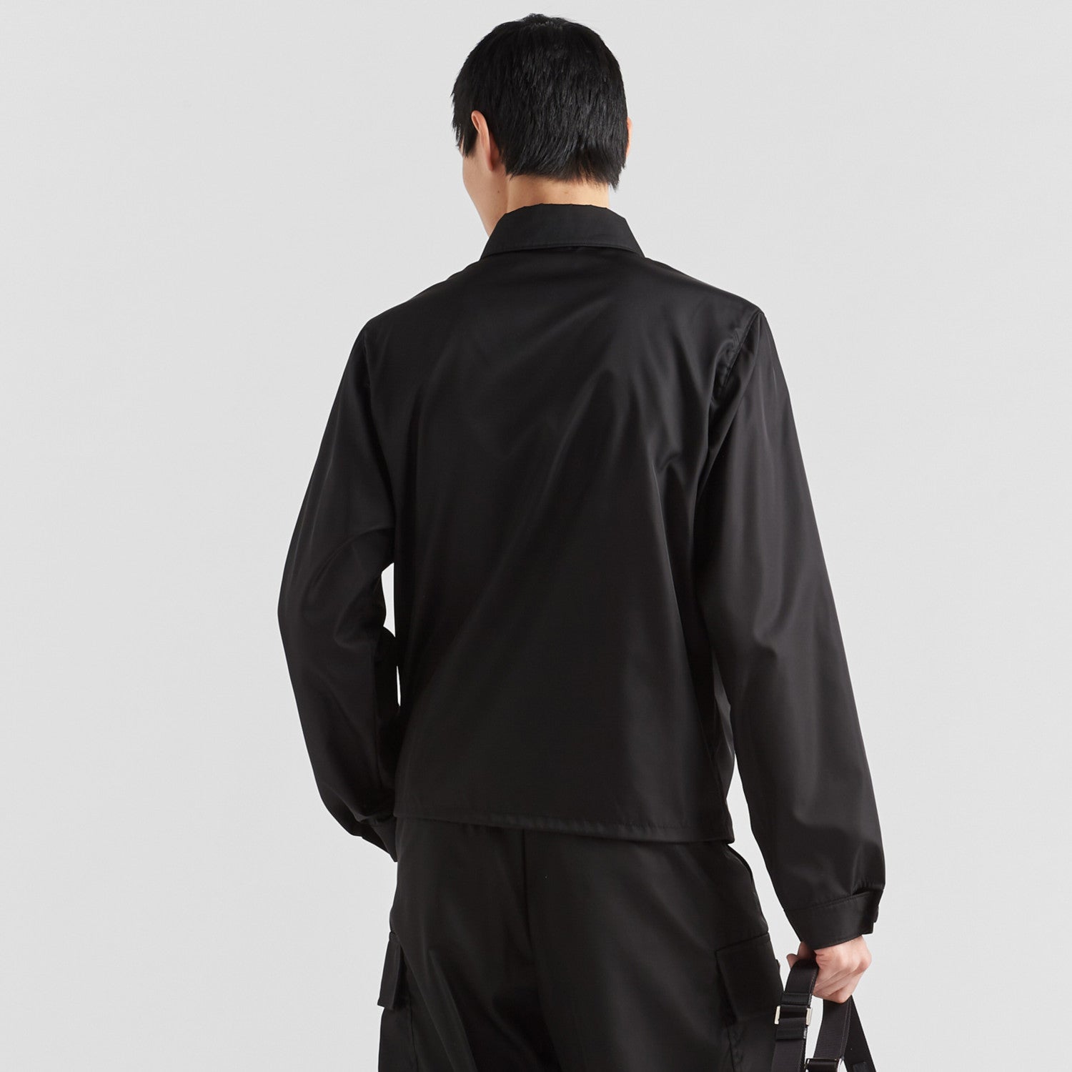 Prada Men's Fall/Winter Fashion Casual Solid Color Collared Zipper Nylon Triangular Logo Shirt Style Jacket #79153