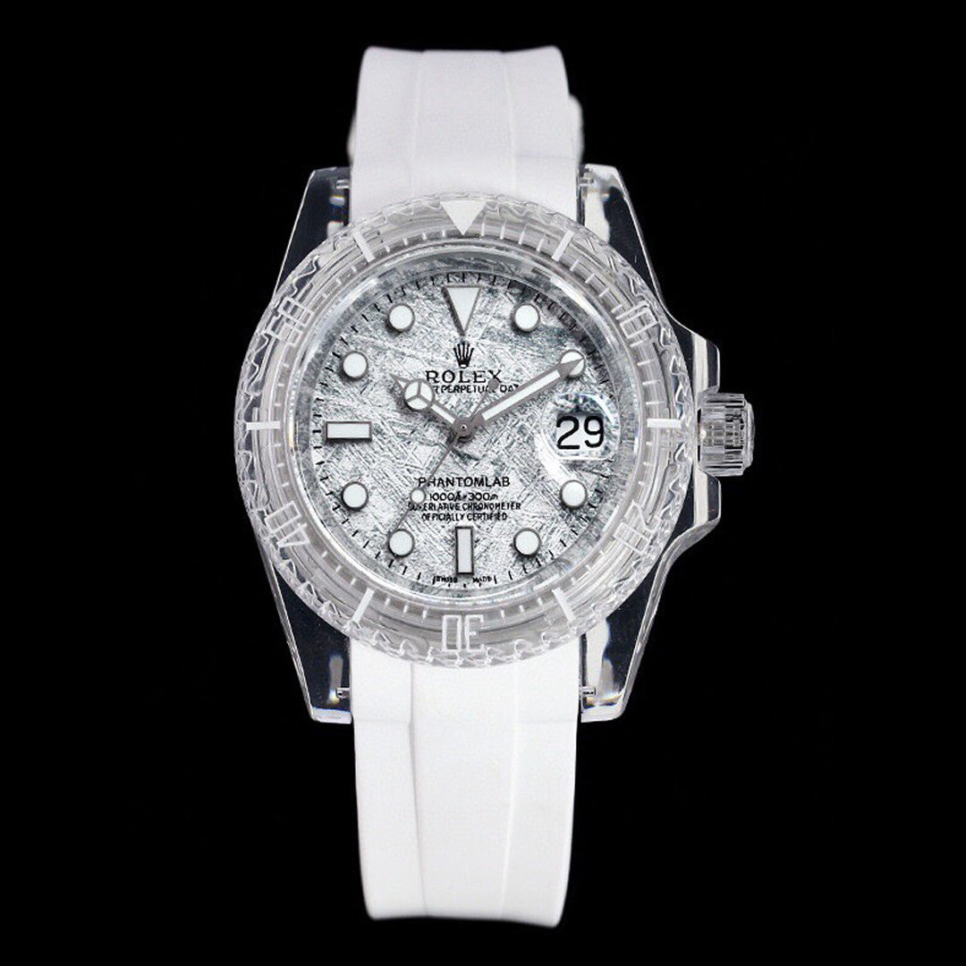 Rolex glass crystal series white tape plus transparent tape blue luminous watch accessories jewelry #82249