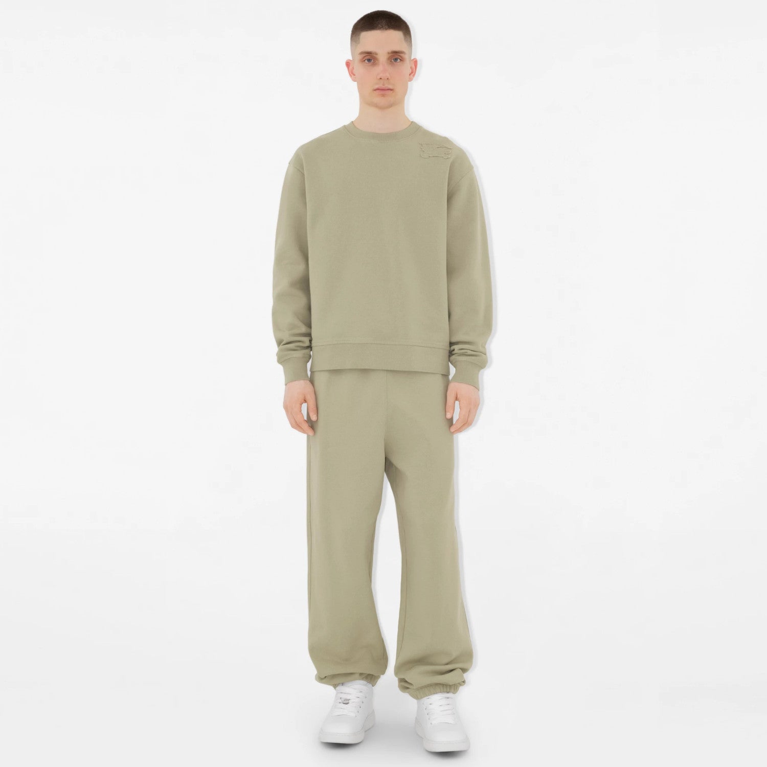 Burberry Men's Spring And Fall Solid Color Embroidery Pattern Print Round Neck Long Sleeved Sweatshirt Elastic Drawstring Casual Pants Suit Set #74742