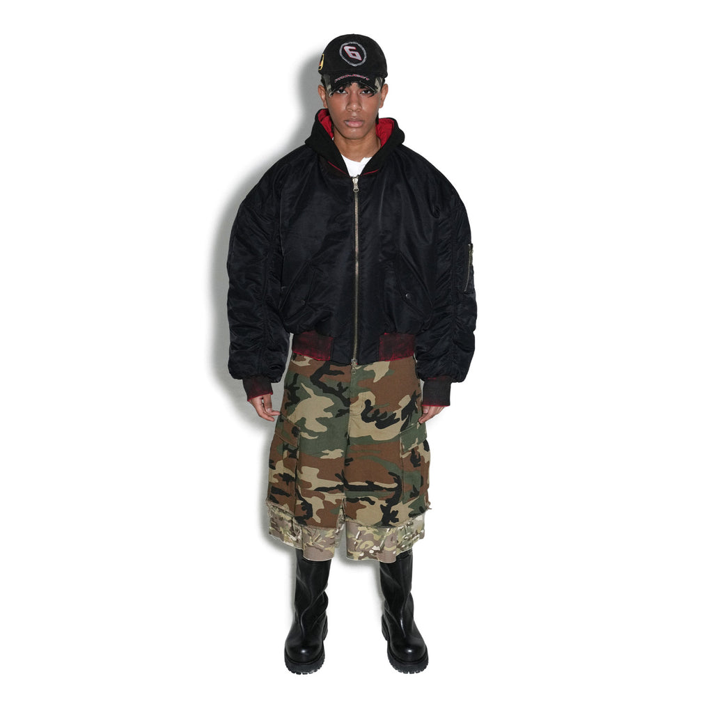 GRAILZ Project G/R Men's Summer Vintage Camouflage Layered Spliced Destruction Casual Pants Cotton Shorts Ngvp #1918