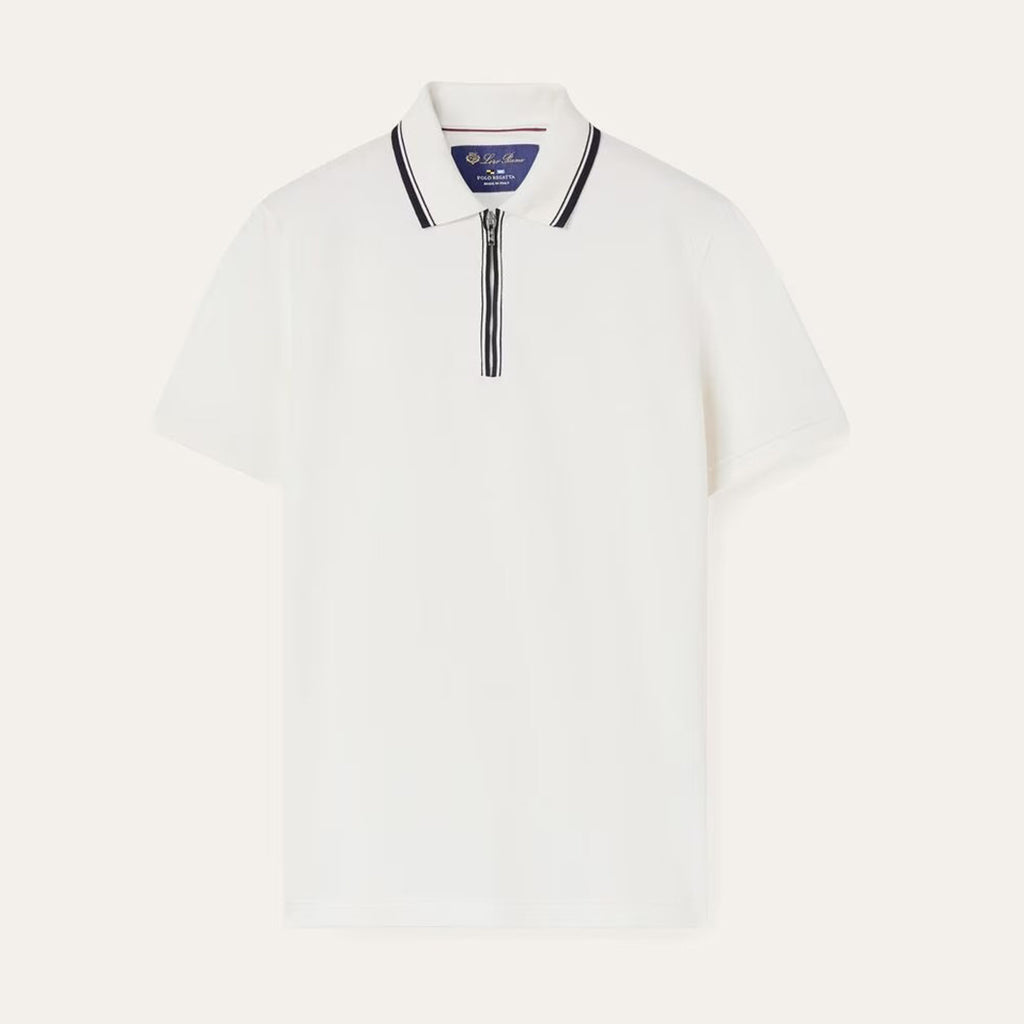 Loro Piana Men's Summer Fashion Solid Color Zip Lapel Zip Regatta Men's Short Sleeve Fitted Polo Shirt Ngvp #8591