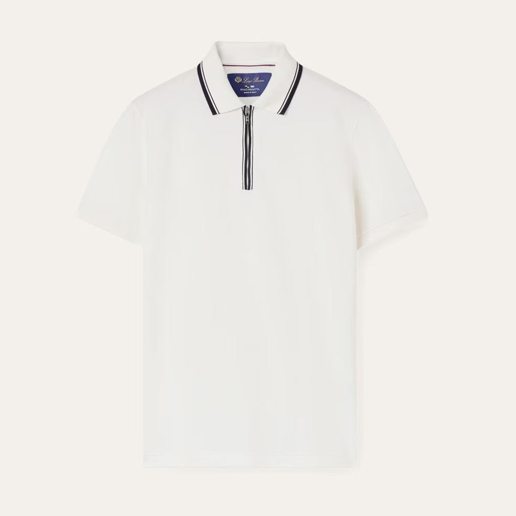 Loro Piana Men's Summer Fashion Solid Color Zip Lapel Zip Regatta Men's Short Sleeve Fitted Polo Shirt Ngvp #8591