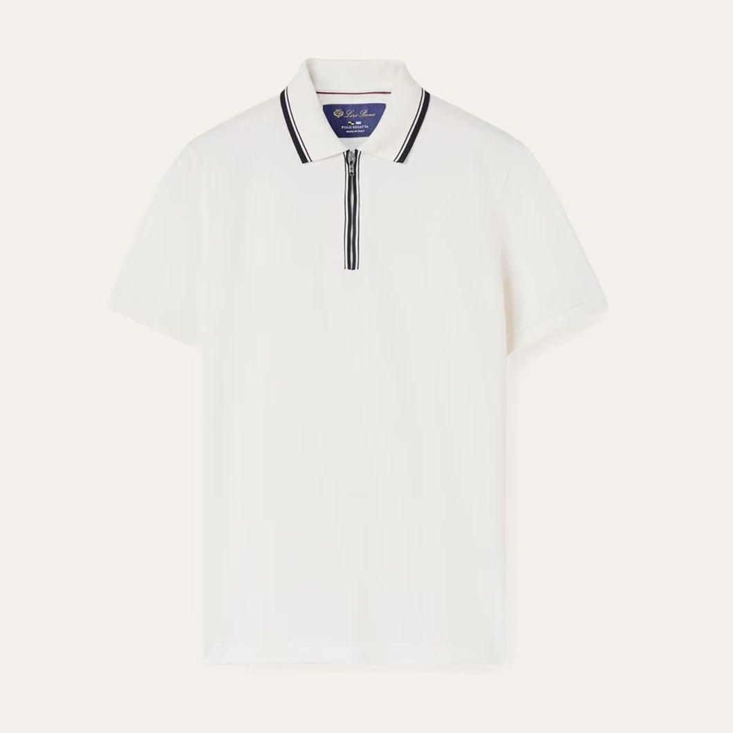 Loro Piana Men's Summer Fashion Solid Color Zip Lapel Zip Regatta Men's Short Sleeve Fitted Polo Shirt Ngvp #8591