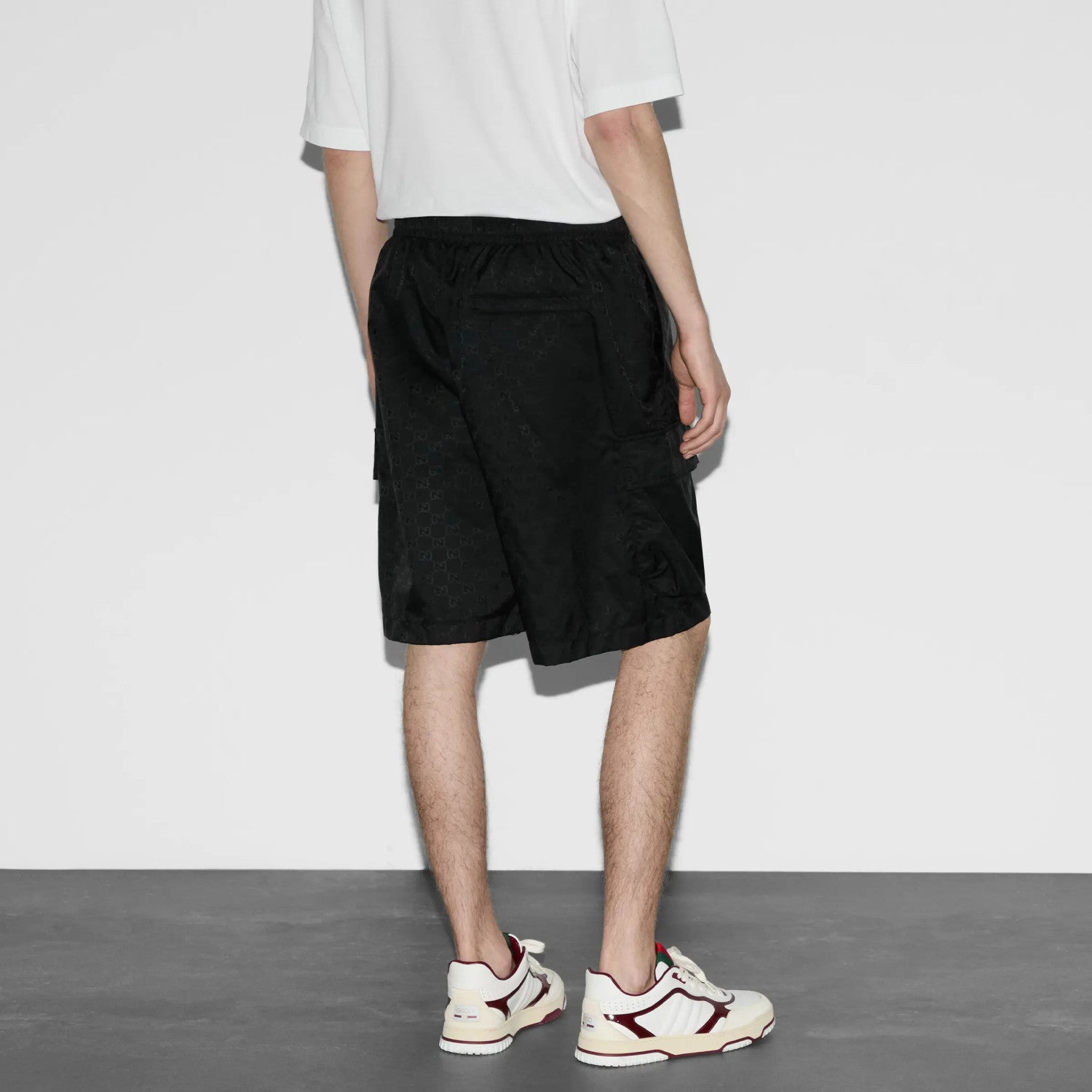 Gucci Men's Lightweight GG Nylon Jacquard Pocket Solid Color Summer Casual Elastic Shorts #76321