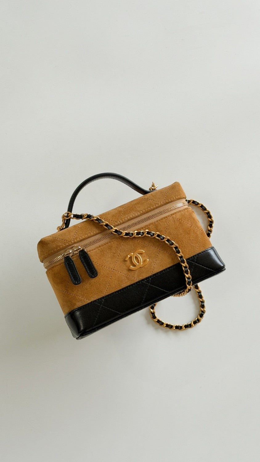 Chanel Suede Calfskin Colorblock Bag #377243