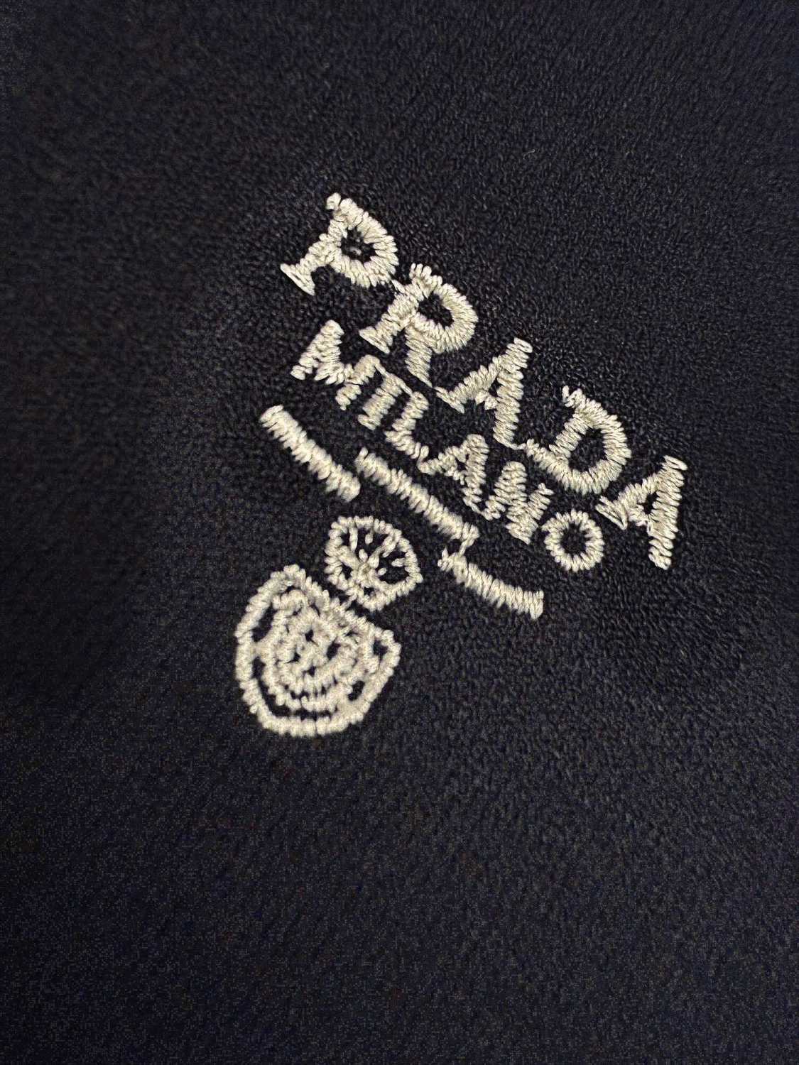 Prada Men's Summer Solid Color Logo Embroidery Zipper Neck Short Sleeve Polo Shirt T-Shirt #74655