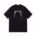 Rick Owens Men's Summer Embroidered Logo Round Neck Cotton Loose Black Short Sleeve T-Shirt Ngvp #9377