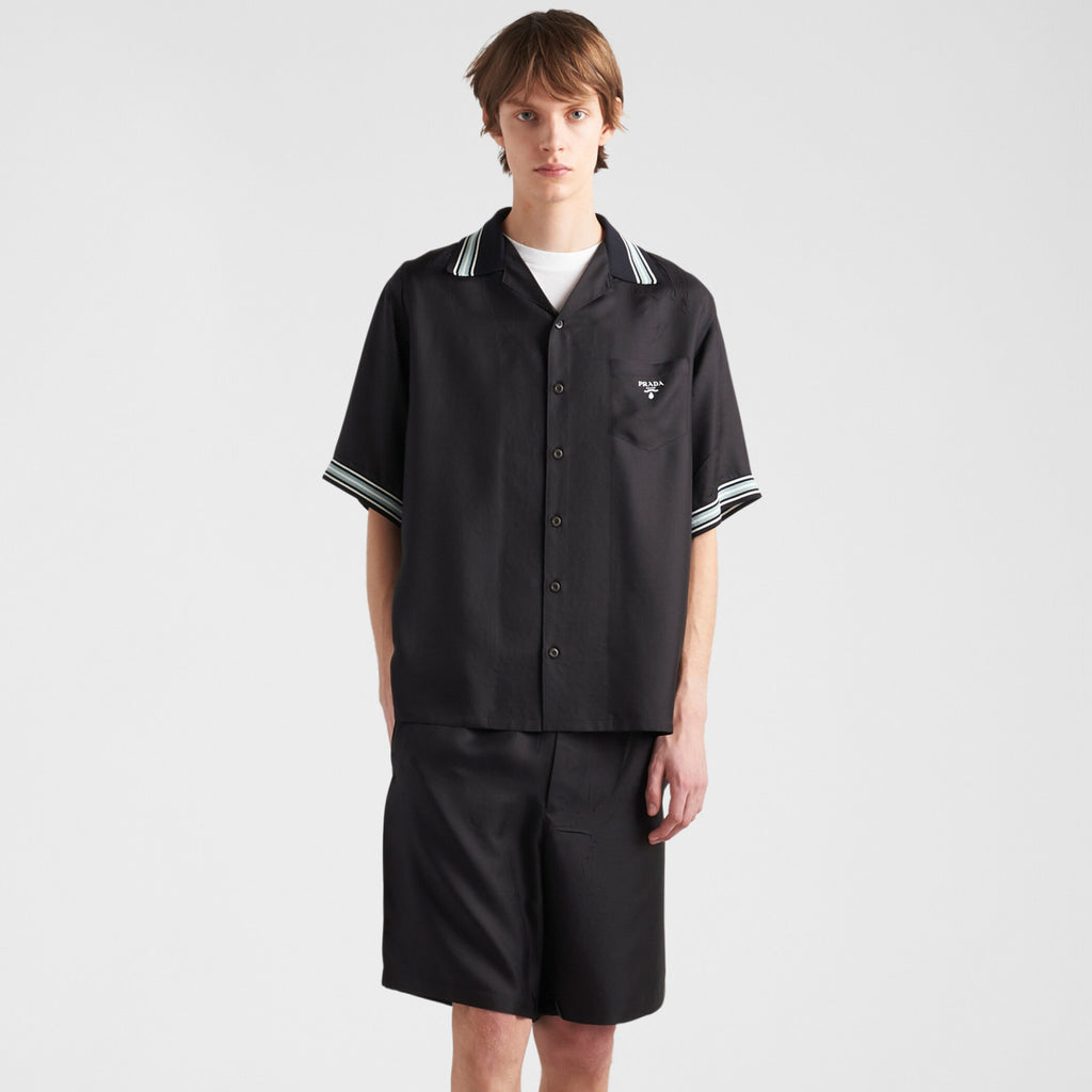Prada Men's Summer Logo Printed Single Breasted Short Sleeve Shirt Casual Fashion Shorts Set Suit #72428