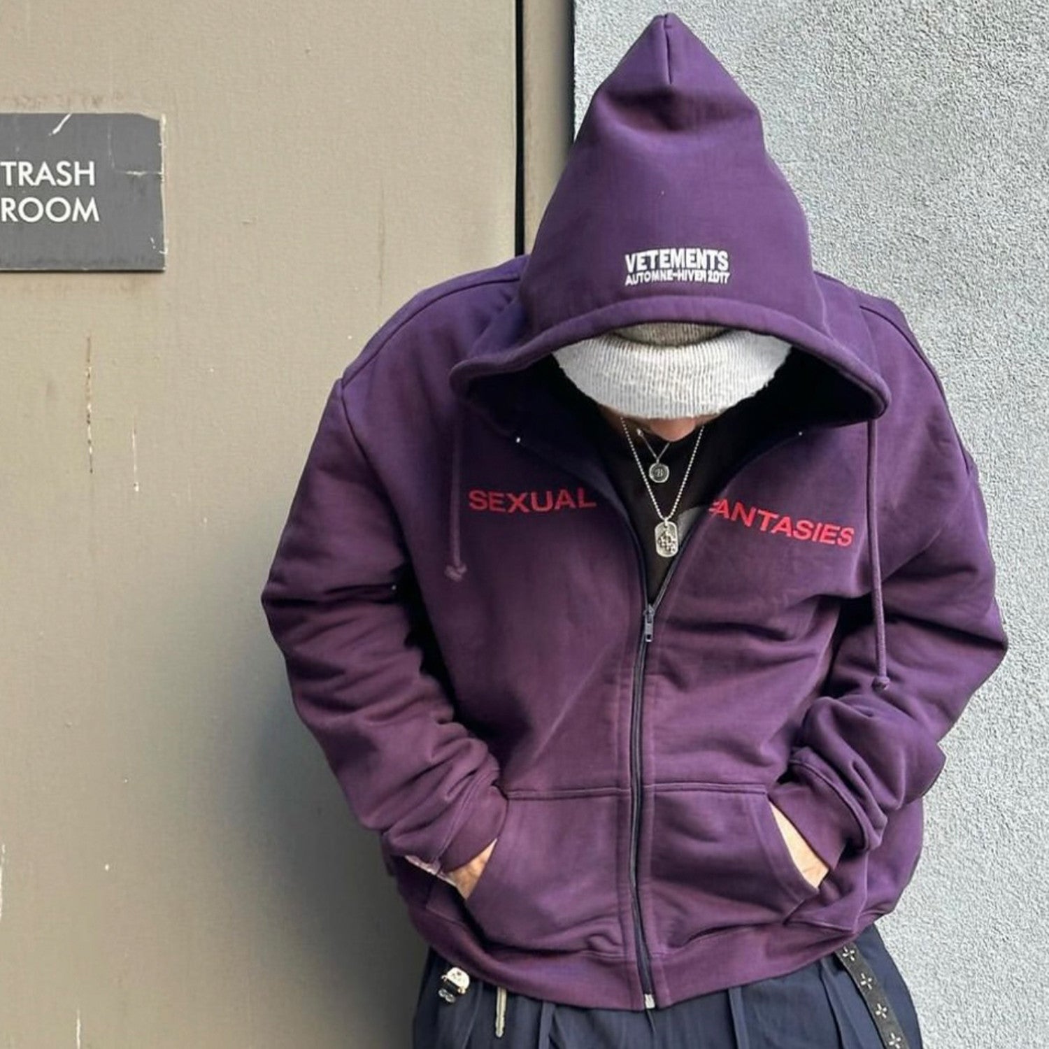Vetements Men's Spring And Autumn Purple High Street Trend Hoodie Loose Pullover Hoodie Fashion Embroidery Letter Sweatshirt Long Sleeve Casual Top Jacket Ngvp #9978