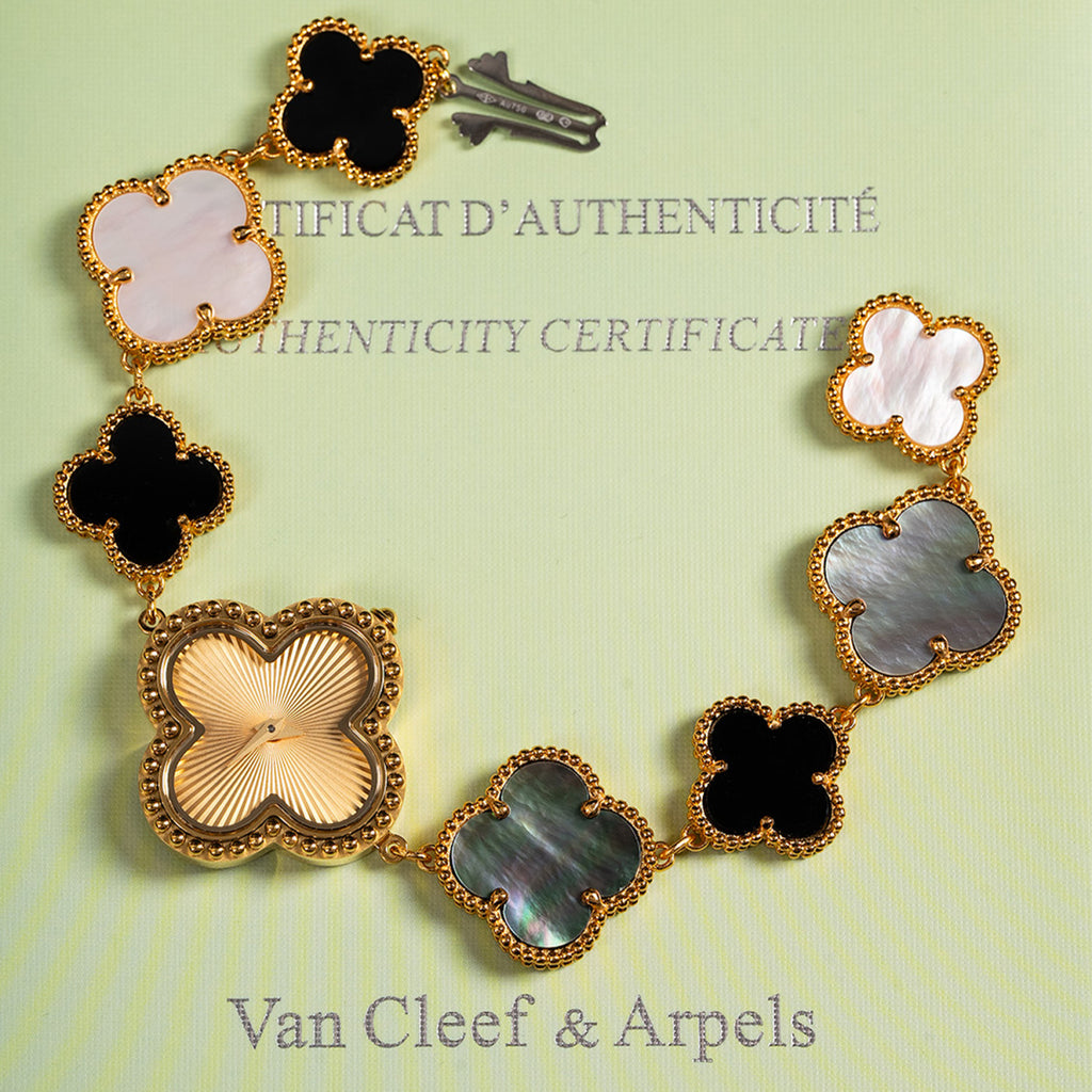Van Cleef&Arpels Alhambra Watch Small Model Color Silver Gold Rose Gold Lucky Clover Quartz Movement Onyx Shell Watch Accessories #81415