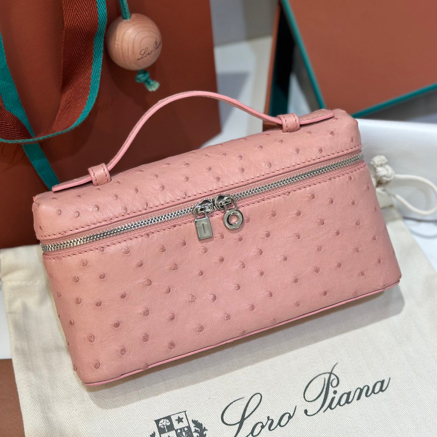 Loro Piana Extra pocket L19 Extra Pocket Women's Solid Color Double Zipper Closure Calfskin Shoulder Bag Bags #75346