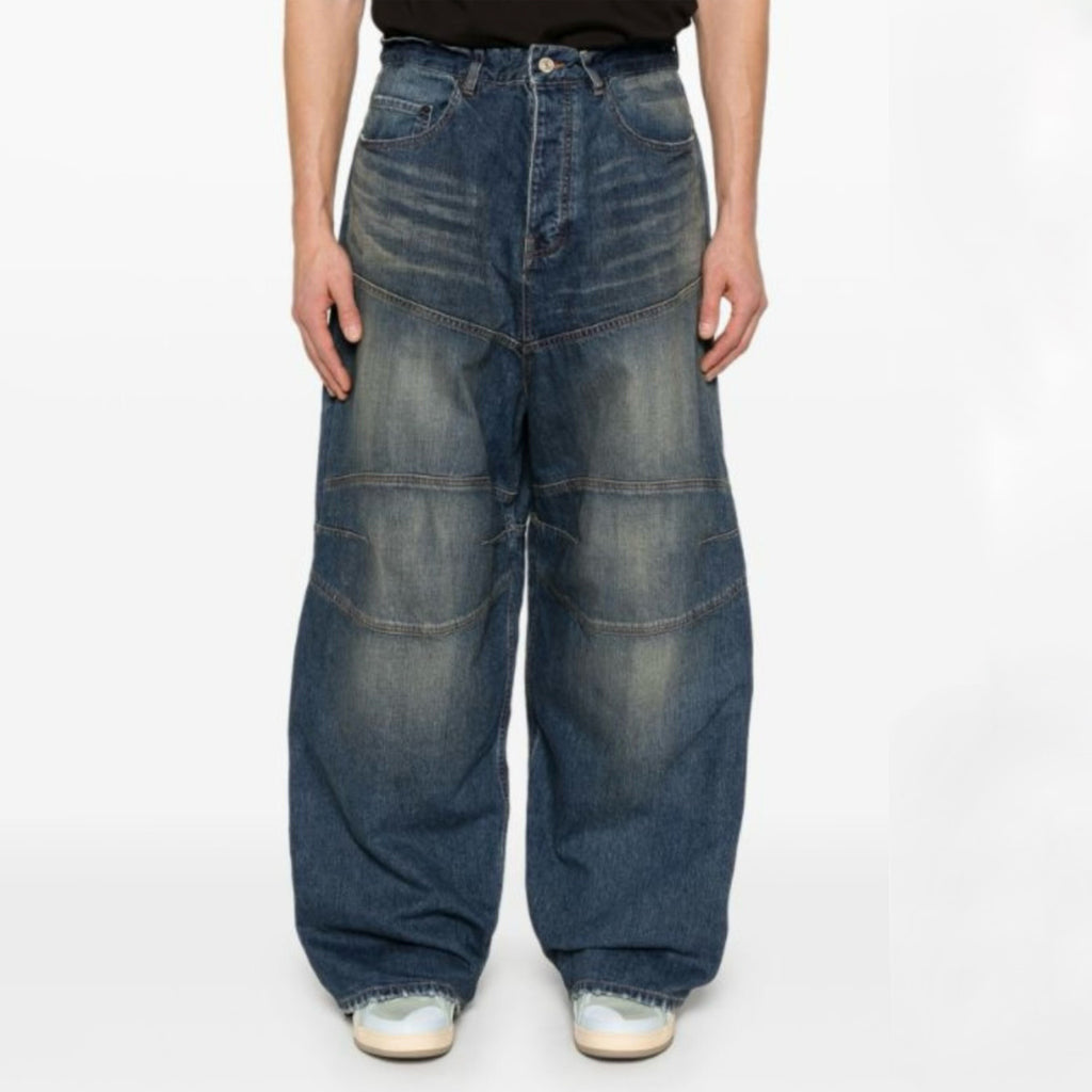 Balenciaga Men's Four Seasons Baggy Wide Leg Pants Zipper Solid Color Casual Denim Jeans Ngvp #9939