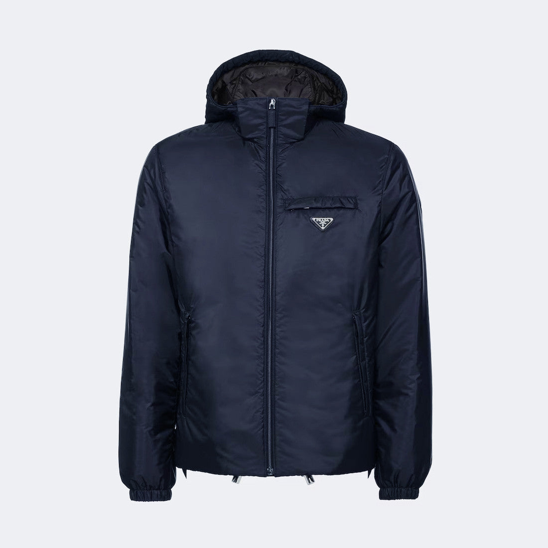 Prada Men's Fall/Winter Hooded Zipper Solid Color Re-Nylon Puffer Jacket #96855