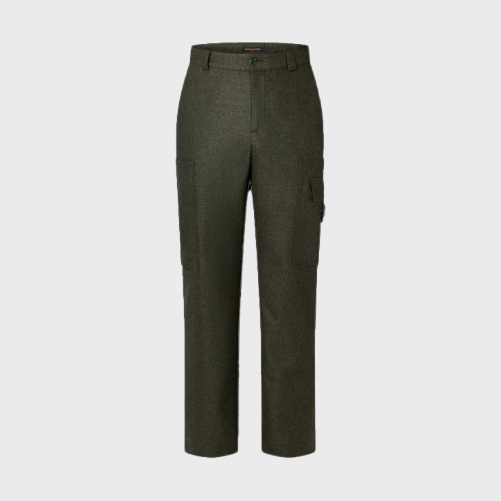 Louis Vuitton Men's Solid Color Mid Waist Side Pocket Straight Fitting Wool Workwear Pants #98294