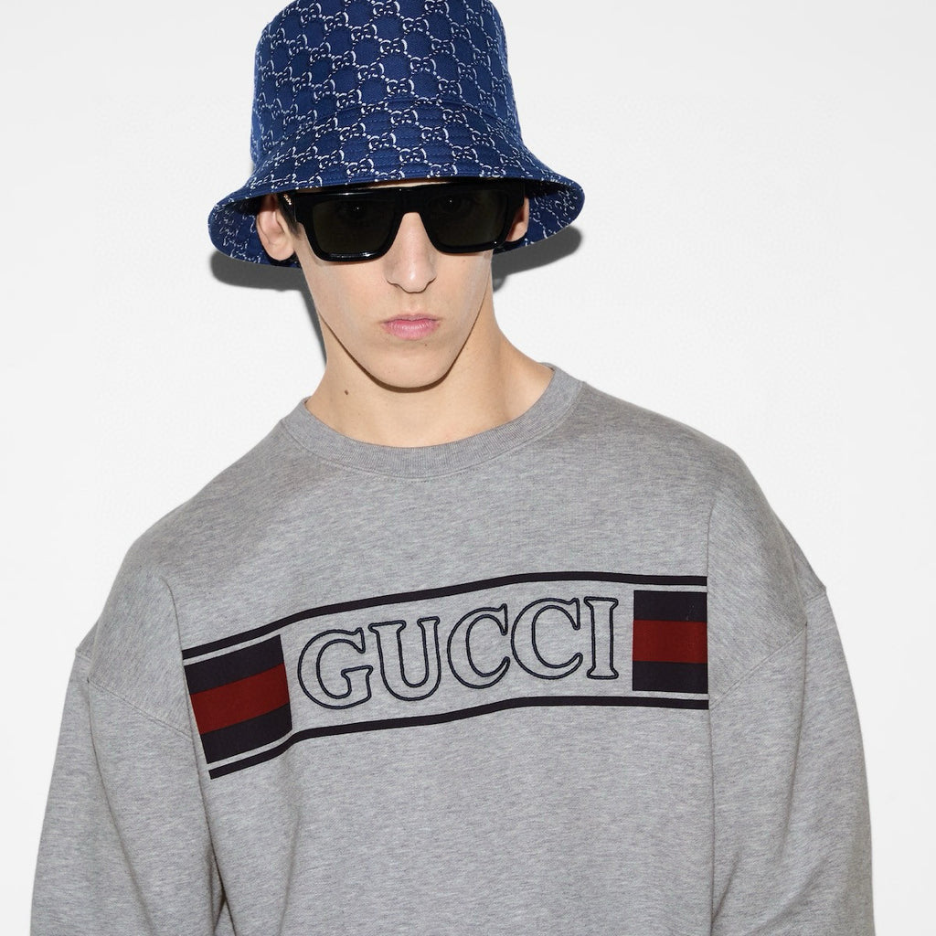 Gucci Men's Spring and Summer Solid Color Letter Printed Cotton Round Neck Long Sleeve Sweatshirt #76391