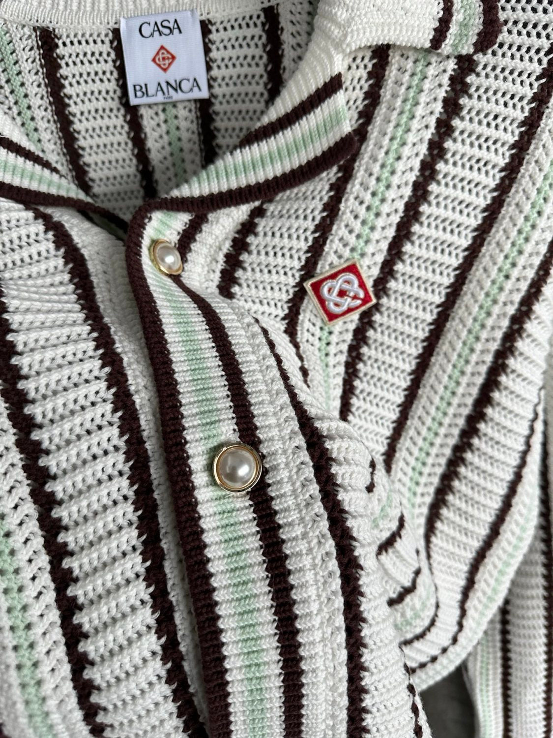 CASABLANCA 25SS Men's Brown Vertical Striped Long-sleeved Sweater Cardigan #333098
