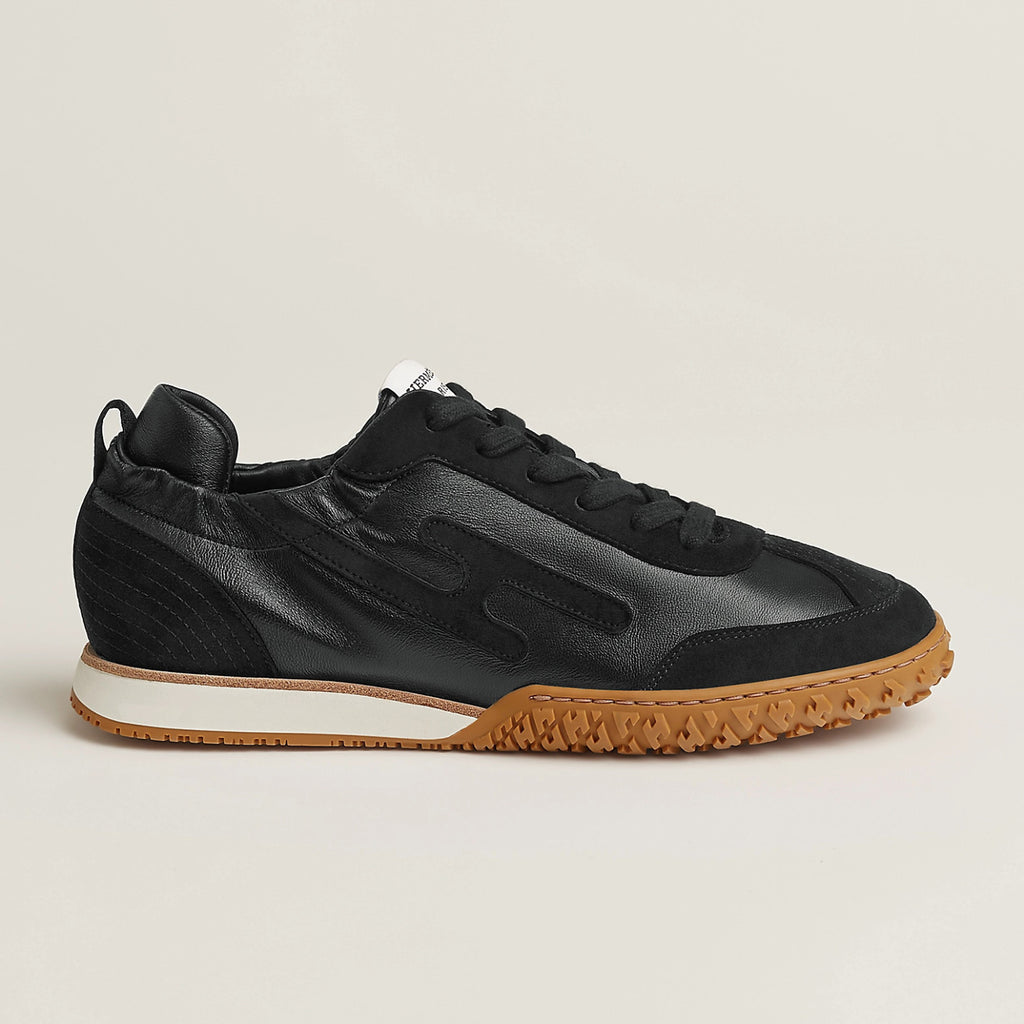 Hermes Jet Women's Four-Season Color-Blocked Suede Fabric Rubber Sole Low-Top Lace-Up Sneakers Shoes #77573