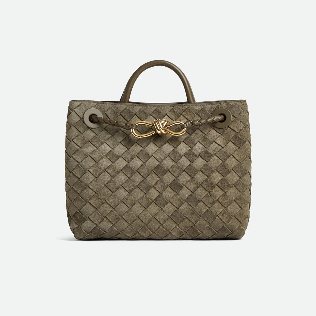Bottega Veneta Andiamo Women's Fashion Classic Solid-Color Knitted Magnetic Snap Closure Leather Small Shoulder Bag Tote Bag Bags 766014VCPP12273 #79111