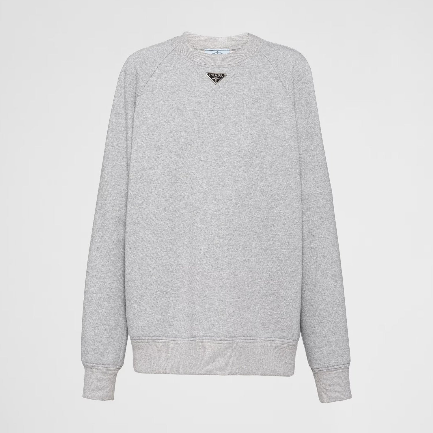 Prada Men's And Women's Spring And Fall Logo Applique Solid Color Round Neck Pullover Long Sleeve Sweater #73643