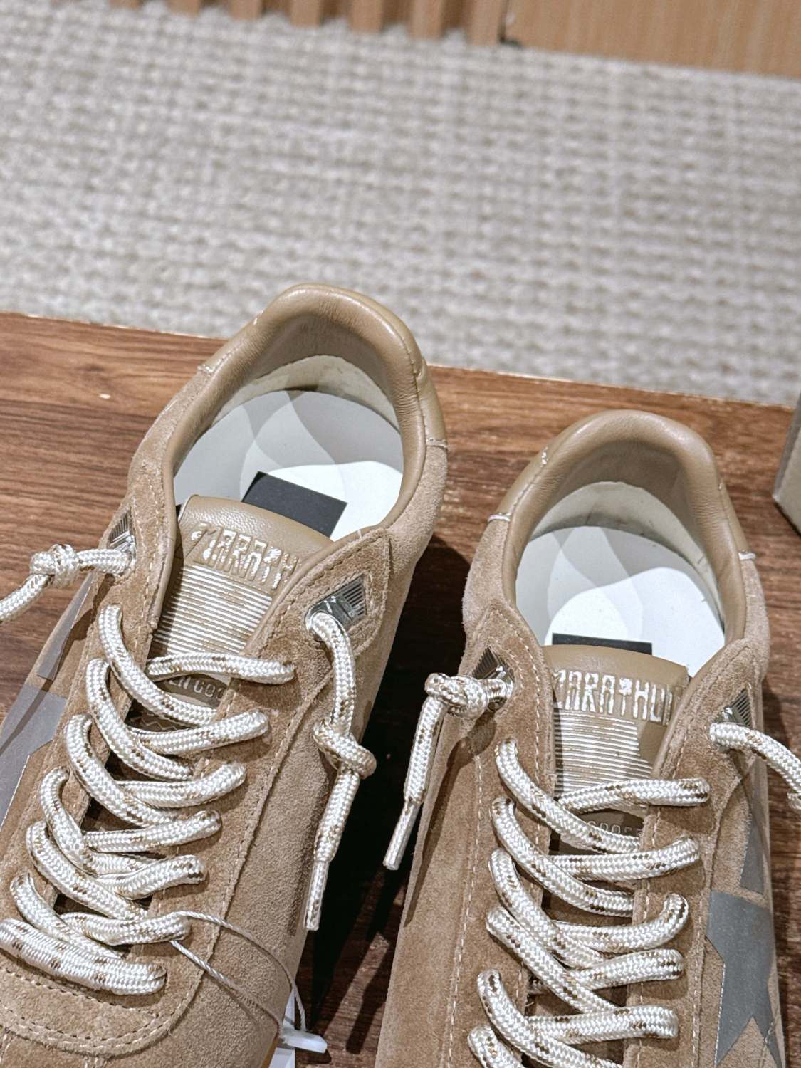 Golden Goose Women's Spring/Fall Fashion Casual Round Toe Lace Up Flat Low Top Nylon Leather Blend Retro Star Decorated Marathon Series Sneakers Shoes #79381