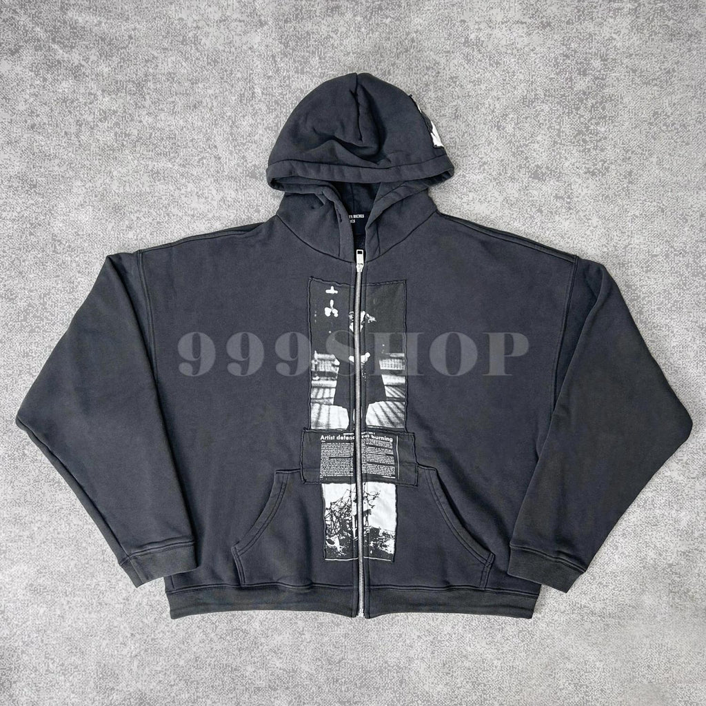 Enfants Riches Deprimes Nun Distressed Washed Zip Hoodie Sweatshirt ##333686