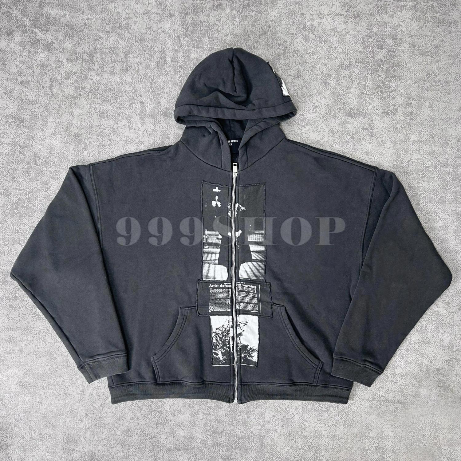 Enfants Riches Deprimes Nun Distressed Washed Zip Hoodie Sweatshirt ##333686