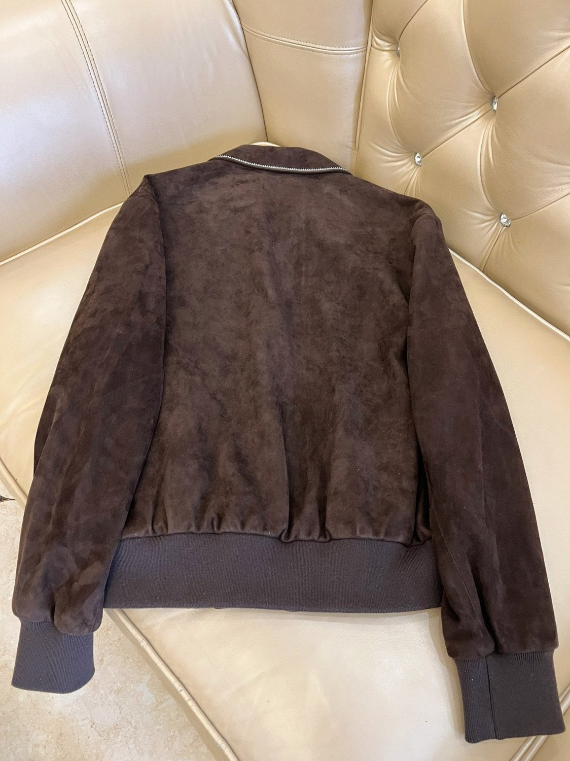Louis Vuitton Men's Fall and Winter Brown Letter Zipper Lapel Casual Pilot Leather Long Sleeve Jacket #72671