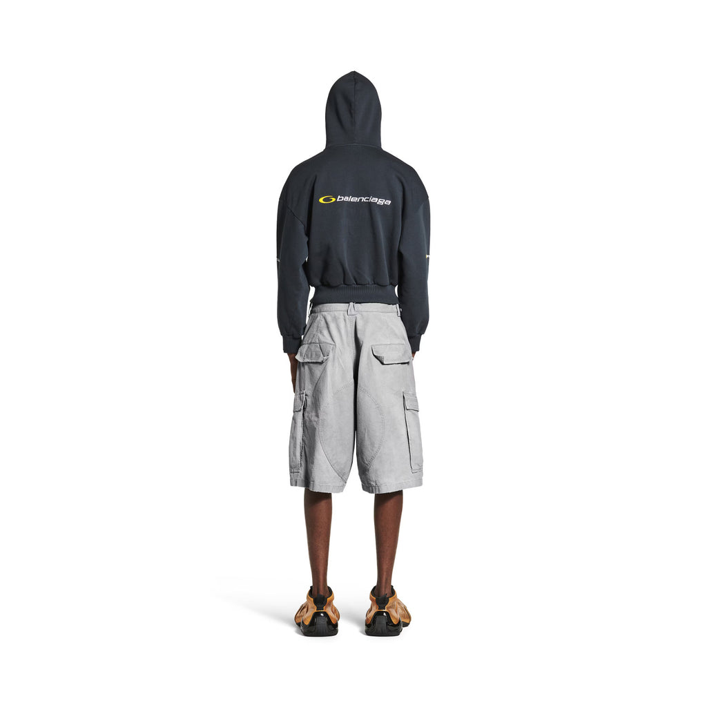 Balenciaga Men's Summer Do-Over Multi-Pocket High Street Solid Color Loose Cotton Work Shorts #77274