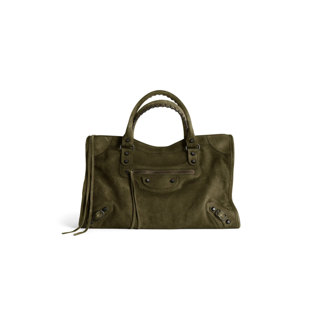 Balenciaga Women's Le City Large Handbag with Woven Handles. Solid Color Leather Crossbody Shoulder Bag. Fashionable Casual Bag Bags 8230582AB2A1143 #81498