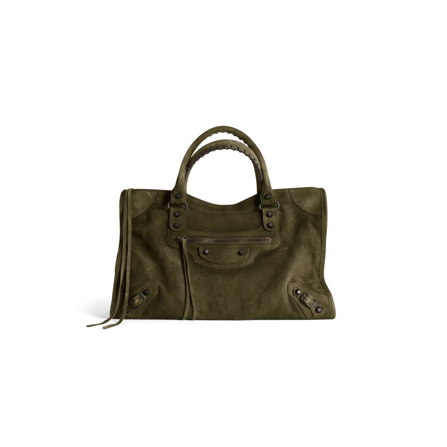 Balenciaga Women's Le City Large Handbag with Woven Handles. Solid Color Leather Crossbody Shoulder Bag. Fashionable Casual Bag Bags 8230582AB2A1143 #81498