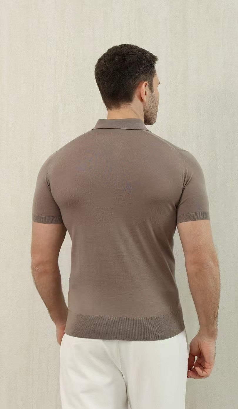 Loro Piana Men's Summer Lapel Straight Solid Color Fitted Pullover Short Sleeve Polo Shirt Ngvp #1554